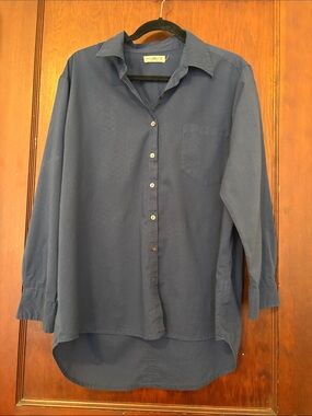 NATURAL LIFE Navy Button-Up Women's Blouse